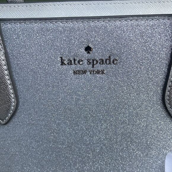KATE SPADE Silver Glimmer Satchel Crossbody Bag Purse - Picture 3 of 13